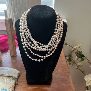 Three piece necklace set Honora blush, cream, and grey.